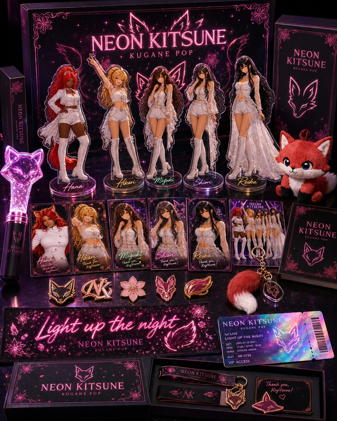 Auswahl offizieller Neon-Kitsune-Fanartikel